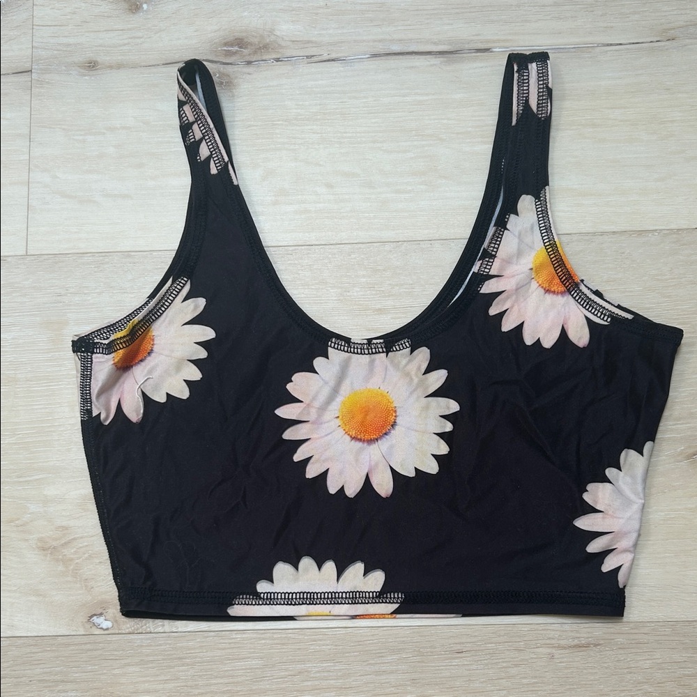 Teeki Black Daisy Tank Top